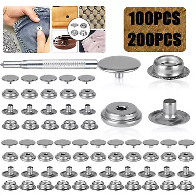 Stainless Steel Fastener Snap Press Stud Cover Cap Button Marine Boat Canvas Set • $12.98