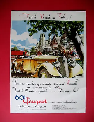 Peugeot 601 Press Release Silence In Speed By Max Lang Ad 1934 • $5.34