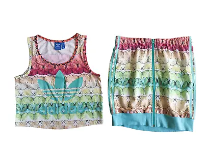 Adidas Originals Tank Top And Skirt Womens Size 10 Set Butterfly Pattern Multico • £44.99