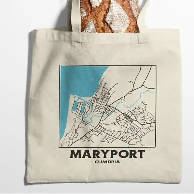 Maryport - Cumbria City Street Map Tote Bag • £12.99