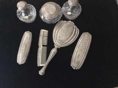 £90 • Buy Vintage German Solid Silver Vanity Dressing Table Perfume Bottles Set Boxed