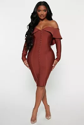 FASHION NOVA BANDAGE MIDI DRESS -RUST Size XL • $57.99