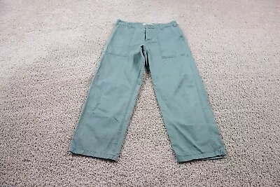 Madewell Pants Mens 30 Green Straight Herringbone Baggy Workpant Workwear Cotton • $22.98