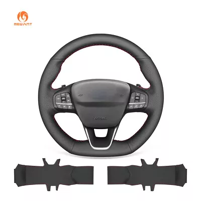 MEWANT PU Leather Car Steering Wheel Cover For Ford Focus Fiesta Kuga (ST-Line) • $42.89