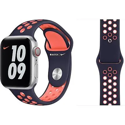 Genuine Apple Nike Sport Loop Watch Band - Blue Black / Bright Mango - 38mm/40mm • $95.04