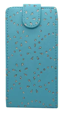 Blue Bling Leather Case Card Slots For Samsung Galaxy Ace GT-S5830/GT-S5830i UK • £2.80
