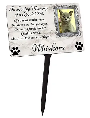 Your Photo Personalised Cat Kitten Memorial Plaque & Stake. Garden Grave  • £13.99
