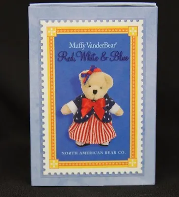 MUFFY VANDERBEAR Matchbox Series Miniature Red White Blue Bear Ornament • $6.95