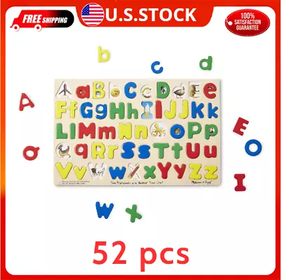 Melissa & Doug Upper & Lower Case Alphabet Letters Wooden Puzzle (52 Pcs) - NEW • $28.51