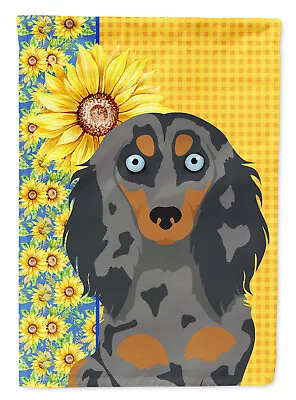 Summer Sunflowers Longhair Blue Tan Dapple Dachshund Garden Flag WDK5384GF • $16.99