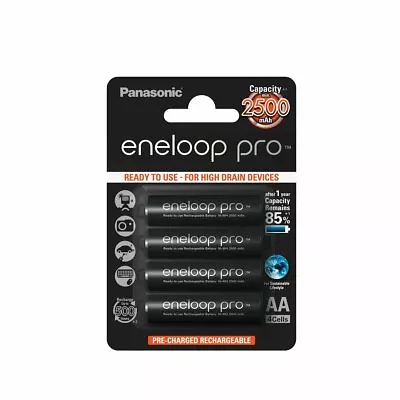 Panasonic Eneloop Pro High Capacity 4xAA Eneloop 2550mAH • $34.95