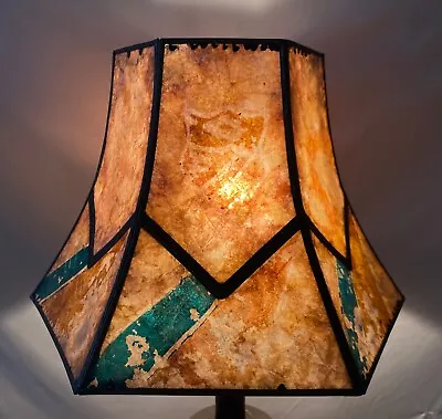 Antique Art Deco Arts & Crafts Mica ? Lamp Shade Copper 7.75 H 12x10.5 Craftsman • $119