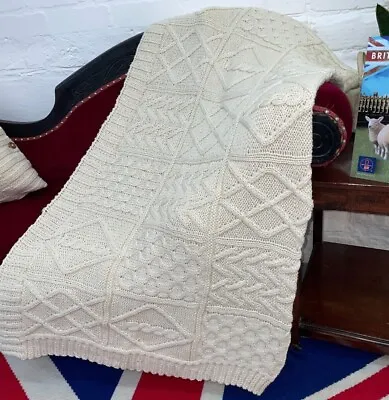 Aran Cable Patchwork Throw 100% British Wool • £120