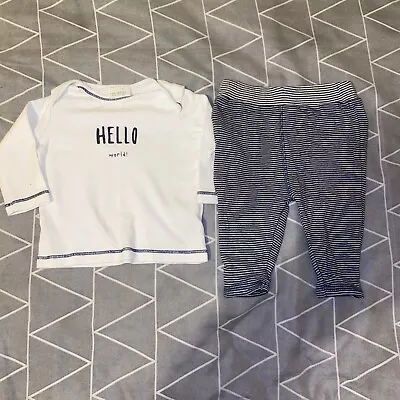 Boys Next White Top And Striped Trousers. Age 0-3 Months.  • $2.24