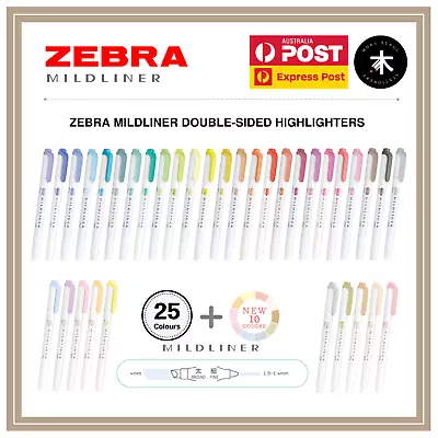 Zebra Mildliner Double-Sided Pastel Highlighters (35 Full Colours Available) • $3.90