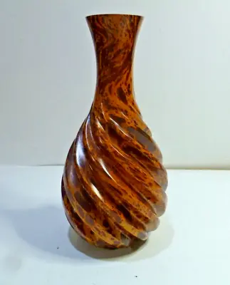 Hand Carved Mango Wood SWIRL Vase • $12