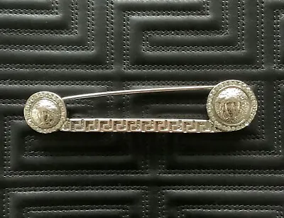 Gianni Versace Twin Medusa Greek Key 🧷 Safety Pin Brooch • $650