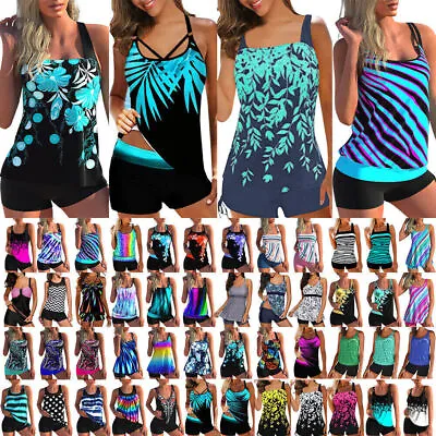 £23.49 • Buy Floral Women Tankini Bikini Set Boy Shorts Swimwear Swimsuit Beach Bathing Suit