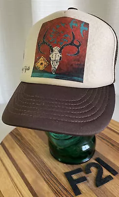 Beautiful Abby Paffrath Trucker Hat Western Mule Deer Motif Snapback Euc!! F21 • $13.59