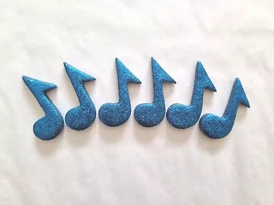 12 Glittery Blue Music Notes- Edible Sugar Cake Decorations / Toppers • £4.95