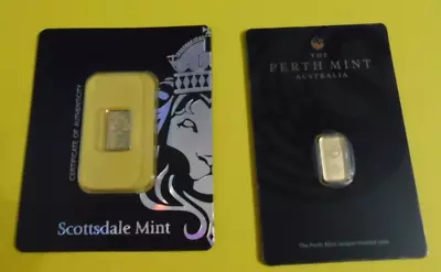 2 Gold Bullion Bars 1 Gram Each .9999 Fine Perth Mint And Scottsdale Mint • $225