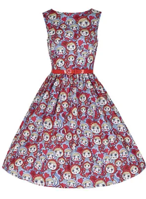 BNWOT Lindy Bop Audrey Dress Rare Russian Doll Sz16 Stretch Cotton Dress Only • $43.16