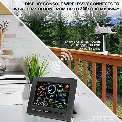5in1 Home WIFI Smart Weather Station Big 8.3  Color LCD Outdoor Wireless Sensors • £155.99