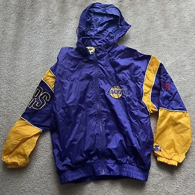 Los Angeles Lakers Windbreaker Starter Jacket With Hood 90s Purple NBA Men Large • $75