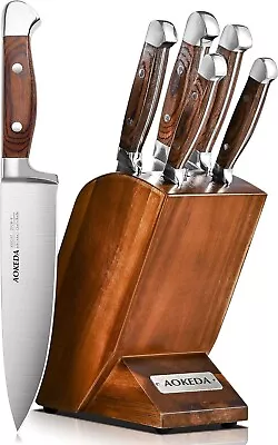 Knife Set 6-Piece Kitchen Knife Set With Block Wooden German Stainless Steel • $59.99