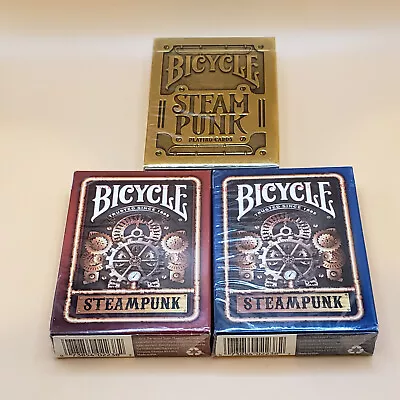 Bicycle Playing Cards - Steampunk 3 Deck Set - Red / Blue / Bronze • $25