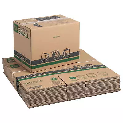 Small Extra Strength Recycled Moving Boxes 17in.Lx11in.Wx13inH Kraft 15 Count • $24.99