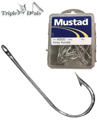 1 Box Of Mustad 4200D Kirby Kendal Duratin Fishing Hooks - 2X Extra Strong Hooks • $36.99