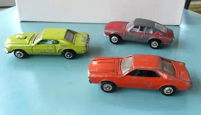 Three Old Playart Cars: 69 Mustang Javelin SST Fiat Dino • $8.99