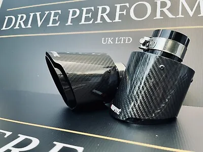 2 Gloss Black Carbon Fibre Akrapovic Exhaust Tips 4.5” Universal Tailpipe • £99.95