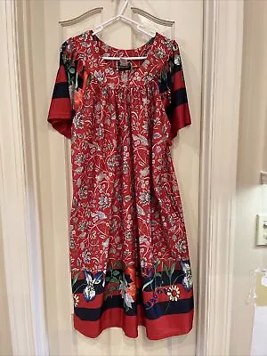 Anthony Richards Vintage MuMu House Dress Red Floral Print Womens L • $29.99