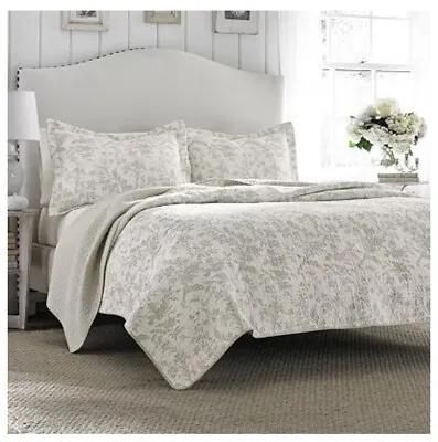 Laura Ashley Home Amberley Toile 3pc Cotton Quilt Set King New • £115.81