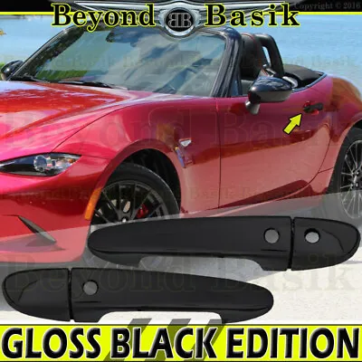 $30.06 • Buy For 2016-2021 Mazda Miata MX-5 MX5 GLOSS BLACK Door Handle COVERS W/SMRT Keyhole