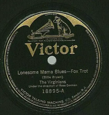1922 Billie Brown Lonesome Mama - Memphis Blues 18895 Virginian Jazz Victor 78 • $29.95