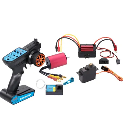 1/16 1/18 RC Car 2.4G 3CH Remote Control+Brushless ESC+Motor Kit For WLtoys A959 • $59.96