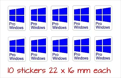 Windows Pro Stickers TEN (10) 22 X 16 Mm Each • $8