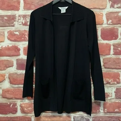 Misook Cardigan Womens XS Black Open Front Pocketed Shrug • $41.64