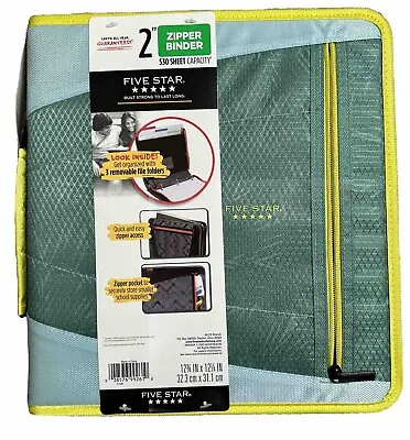Five Star Zipper Binder 2 Inch 3 Ring Binder Removable File  Multicolored NWT • $16.99