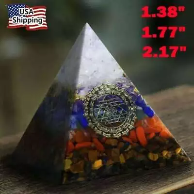 7 Chakra Orgonite Pyramid Energy Healing Crystals & Stone Reiki Meditation Large • $9.89