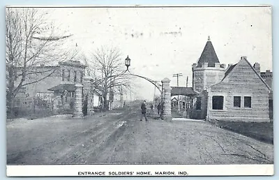 POSTCARD Entrance To Soldiers' Home Marion Indiana 1907 Metal Arch Stone Build  • $9.56