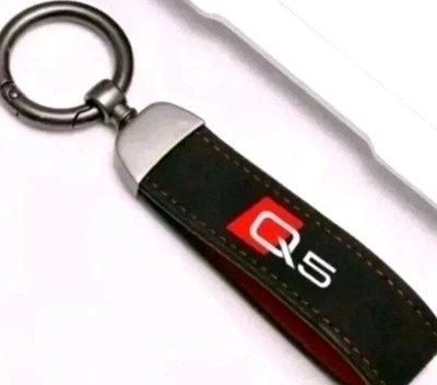 Portachiavi Audi Q5 In Pelle - Nero/Argento Con Logo Inciso - Foto 4