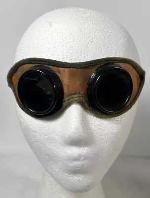 Vintage MOTORCYCLE Riding Safety Welding  Goggles ~ Antique Steampunk Glasses • $100
