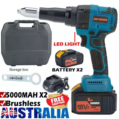 18V Electric Cordless Rivet Gun Nut Riveting Tool Brushless Drive W/ 2 Batterys • $131.45