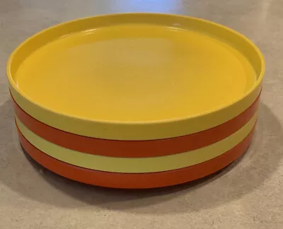 Massimo Vignelli Heller Dinner Plates Orange Yellow Lot Of 4 Italy - 9-3/4  MCM • $48.95