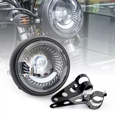 6.5  Motorcycle Led Headlight Retro Round 12v 26w 6500k Led Headlamp Bracket Kit • $32.65
