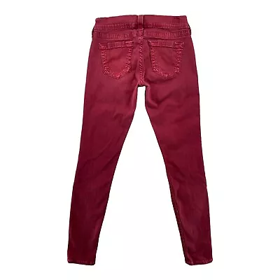 True Religion Women Jeans 27x29.5 Burgundy Low-Rise Casey Skinny Leg Made In USA • $19.99